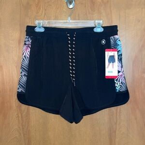 Hurley Women's Moisture Wicking Drawstring Shorts, Black , Size Medium NWT